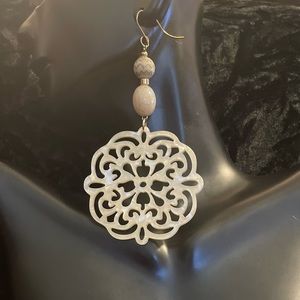 “Beautiful in Beige” Filigree Flower Bohemian Style Dangle Earrings